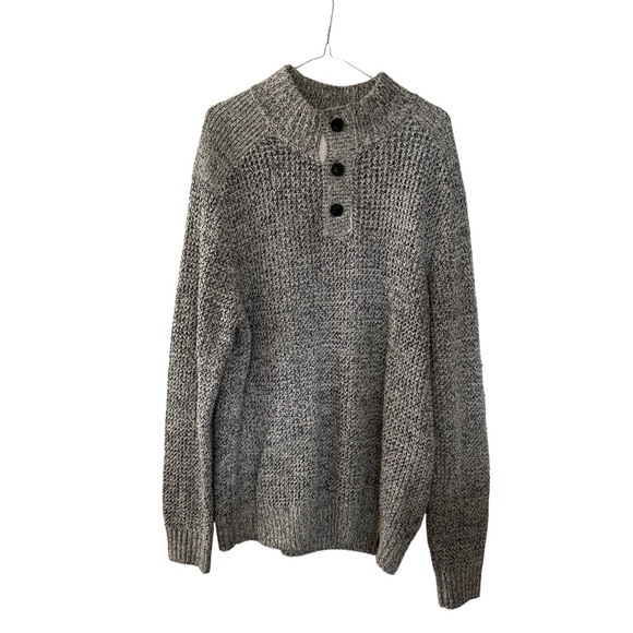 Roots Other - Roots Salt and Pepper Mock Neck Henley Sweater Men’s Size Large L